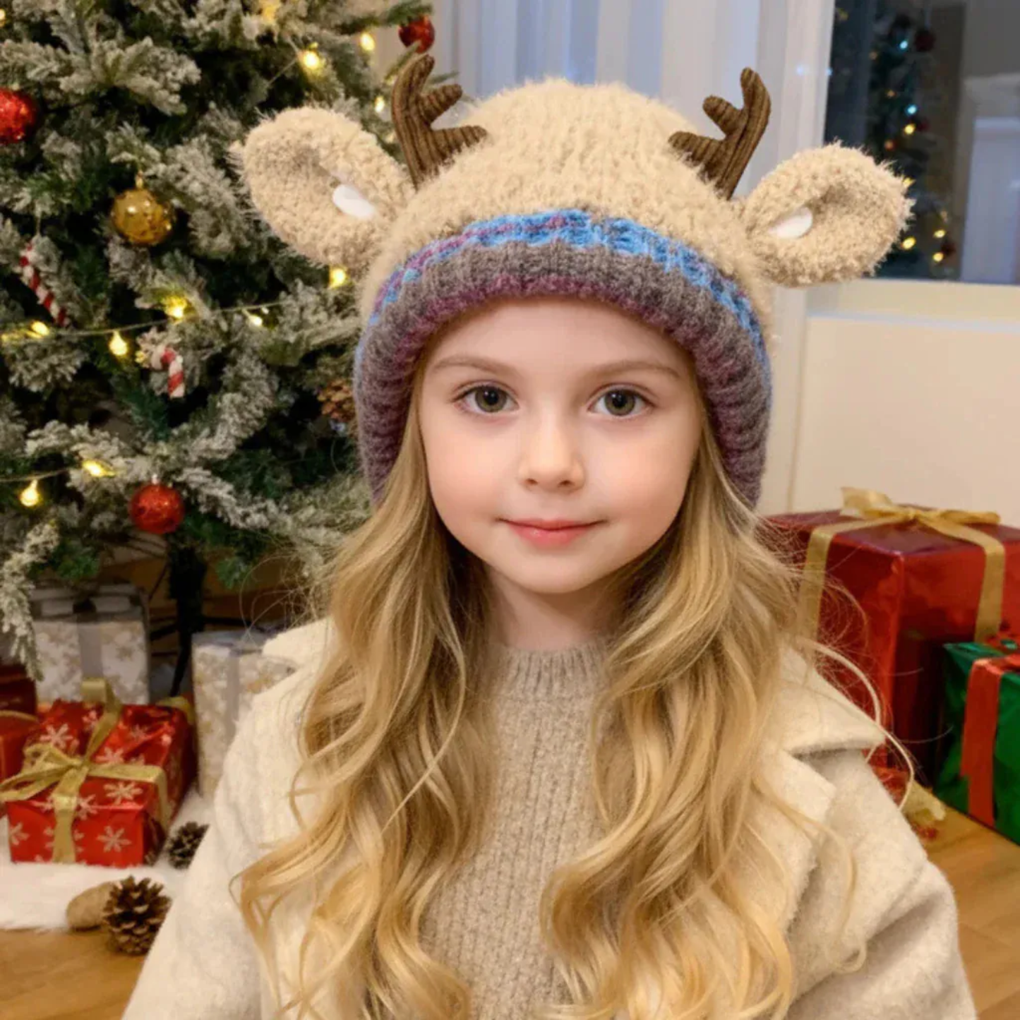 Cozy Christmas Antler Hat